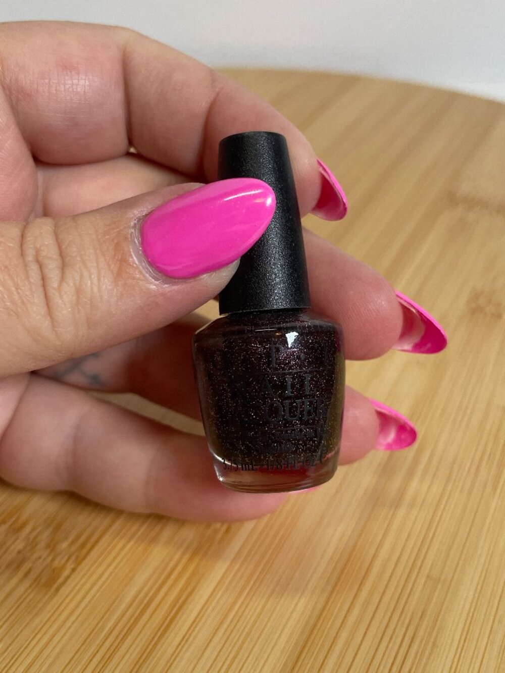 OPI Nail Lacquer Polish HL A06 Holiday Glow Mini 0.125 oz Black Glitter